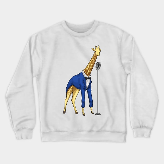 Giraffe Singer Microphone Music Crewneck Sweatshirt by Markus Schnabel